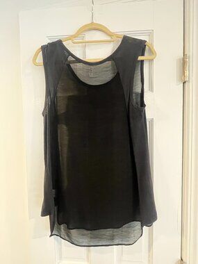 Esley Black Semi-Sheer Relaxed Fit Top - Size Medium